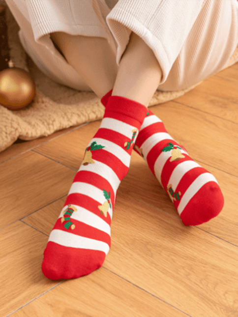 Festive Christmas Cotton Socks with Playful Cartoon Patterns