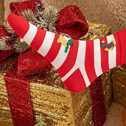 Festive Christmas Cotton Socks with Playful Cartoon Patterns