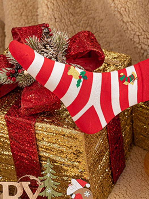 Cozy Christmas Cotton Socks with Festive Cartoon Designs