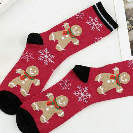 Festive Poinsettia Snowflake Women's Holiday Socks