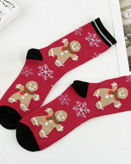 Festive Poinsettia Snowflake Women's Holiday Socks