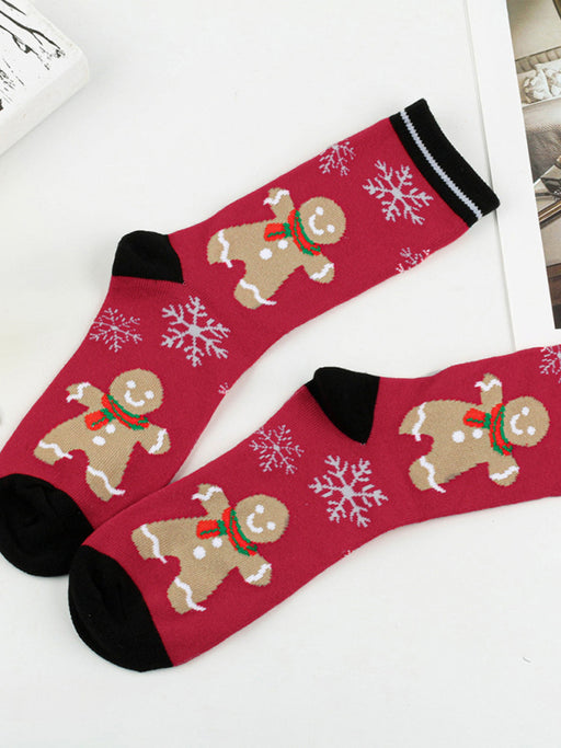Women's Festive Christmas Snowflake and Poinsettia Socks