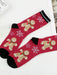 Festive Holiday Snowflake and Poinsettia Women's Socks