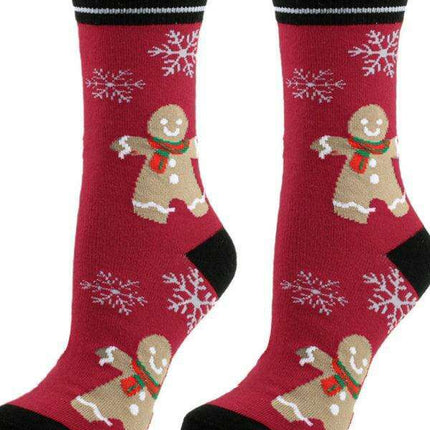 Festive Poinsettia Snowflake Women's Holiday Socks