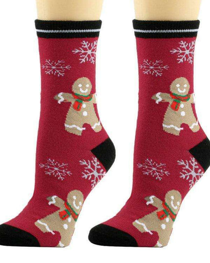 Festive Poinsettia Snowflake Women's Holiday Socks
