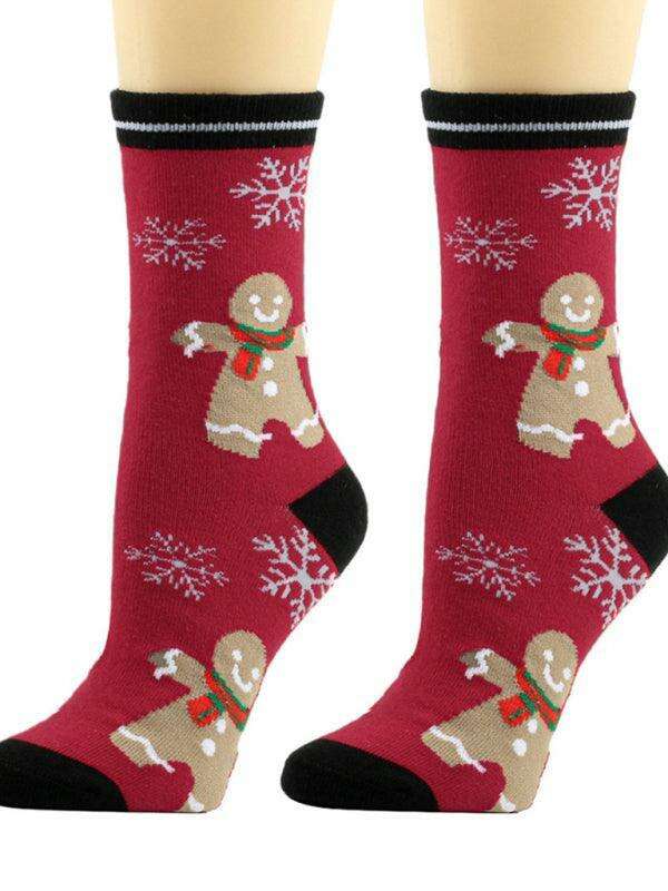 Festive Poinsettia Snowflake Women's Holiday Socks