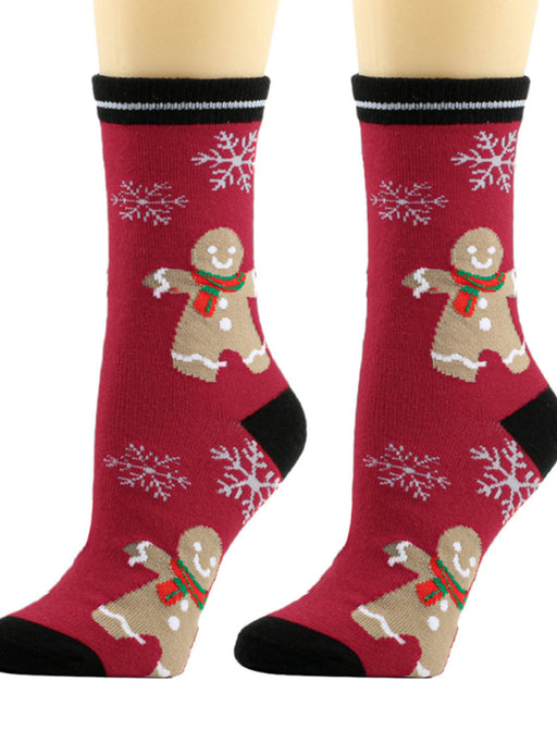 Festive Holiday Snowflake and Poinsettia Women's Christmas Socks