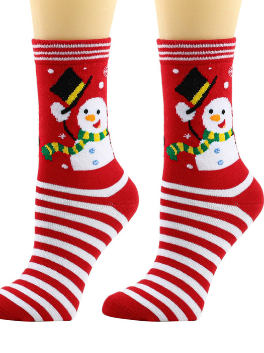 Festive Holiday Snowflake and Poinsettia Women's Christmas Socks