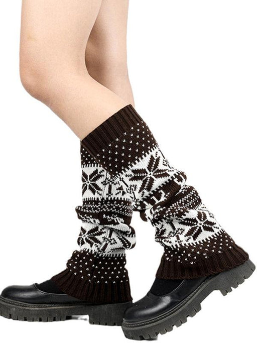 Cozy Snowflake Deer Knitted Socks - Women's Festive Christmas Pair