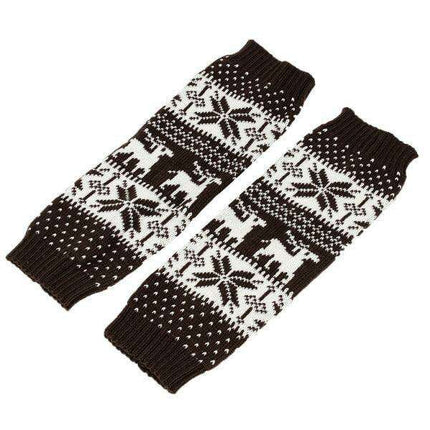 Festive Snowflake Fawn Knit Socks - Women's Cozy Christmas Pair
