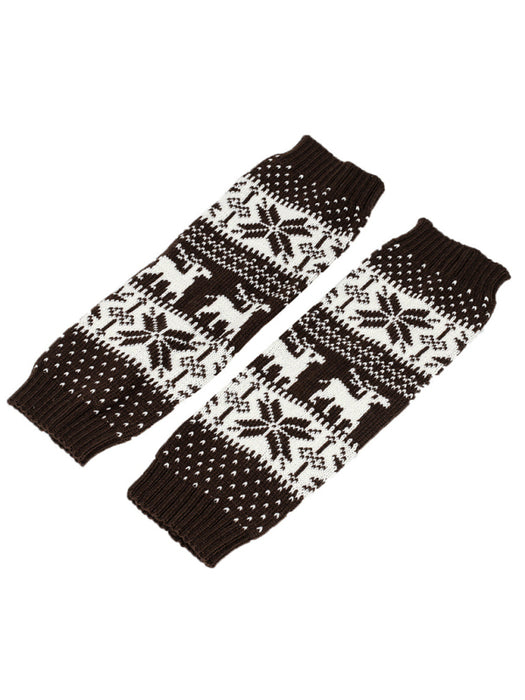 Festive Snowflake Reindeer Knit Socks - Women's Christmas Holiday Pair
