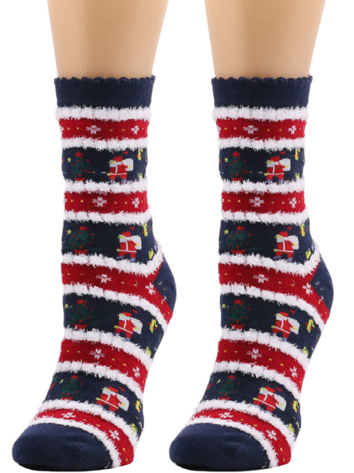 Joyful Christmas Floral Print Women's Socks - Festive Style for Holiday Cheer