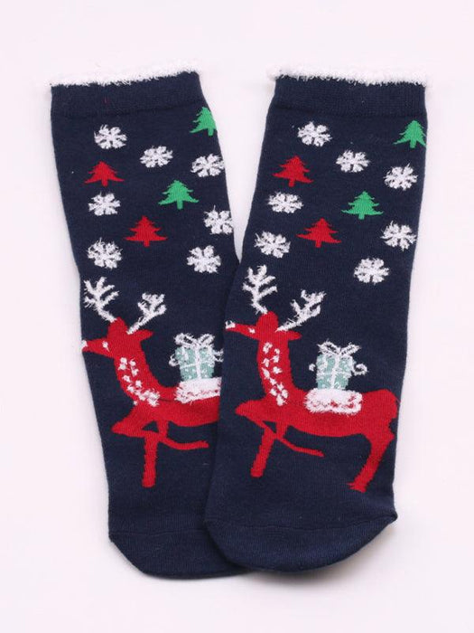 Festive Holiday Floral Print Women's Socks - Cozy Style for Christmas Joy