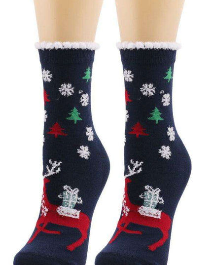 Joyful Holiday Floral Women's Socks - Festive Design for Seasonal Cheer
