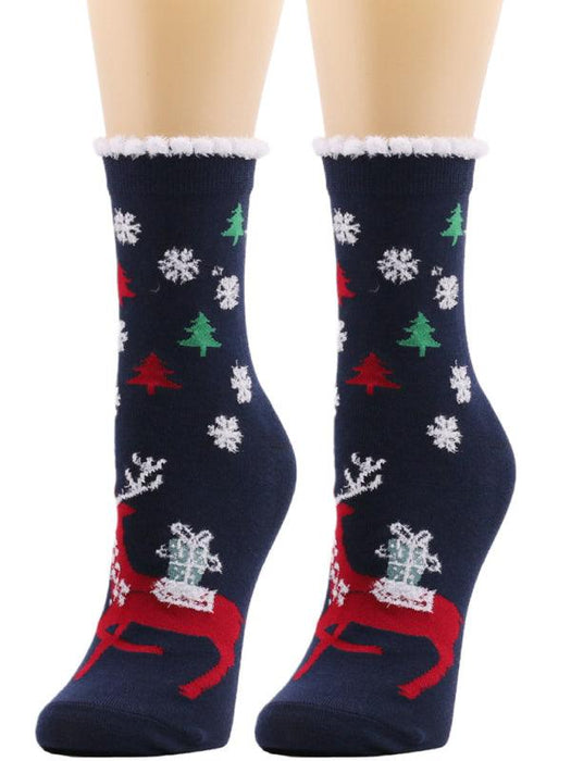 Joyful Holiday Floral Women's Socks - Festive Design for Seasonal Cheer