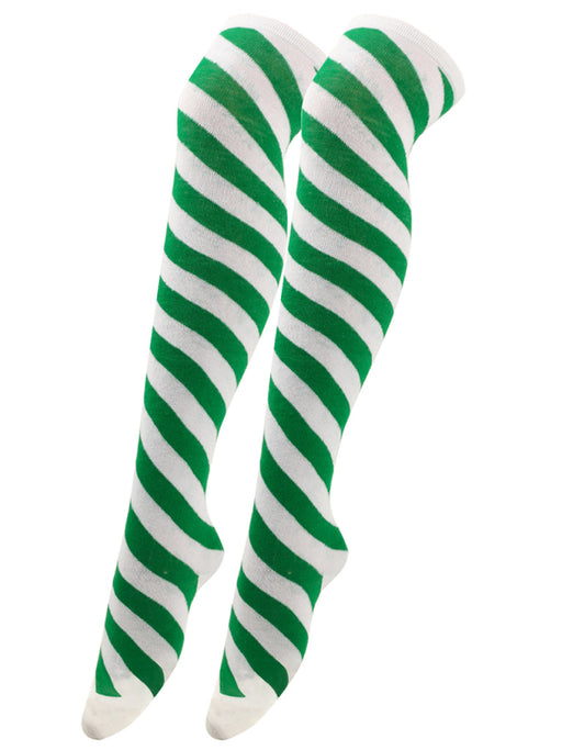 Festive Christmas Striped Over-the-Knee Socks