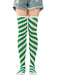 Festive Christmas Floral Patterned Over-the-Knee Socks with Striped Accent