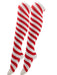 Festive Christmas Bias Striped Knee-High Socks with Floral Design