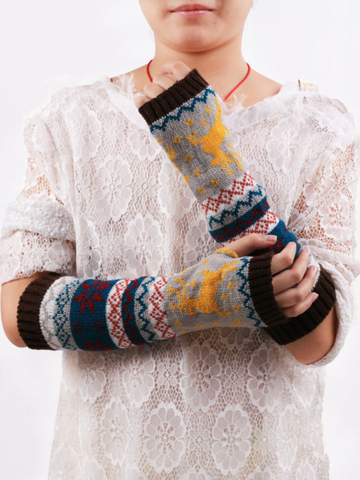Cozy Women's Christmas Cartoon Knit Gloves