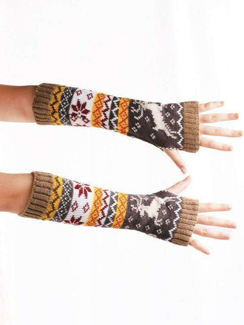 Charming Knit Cartoon Holiday Gloves for Women