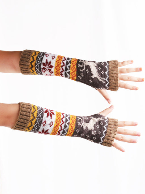 Warm Knitted Christmas Gloves for Festive Women