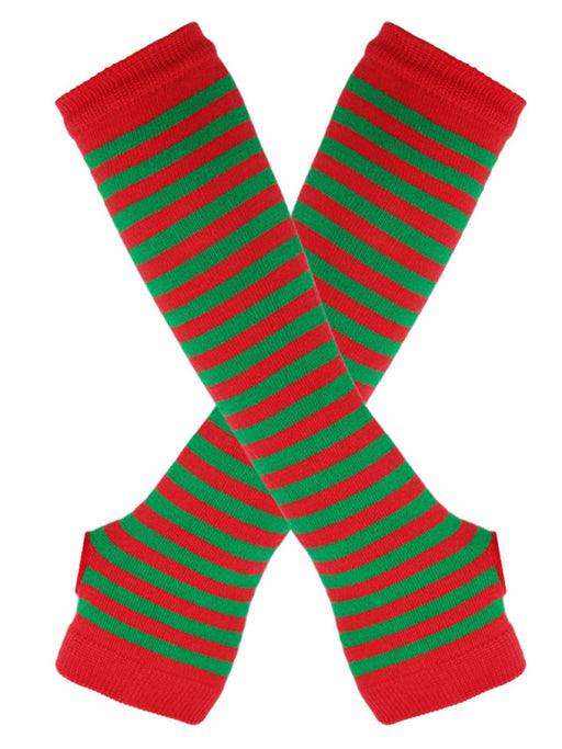Christmas Festive Floral Fingerless Knit Gloves for Women