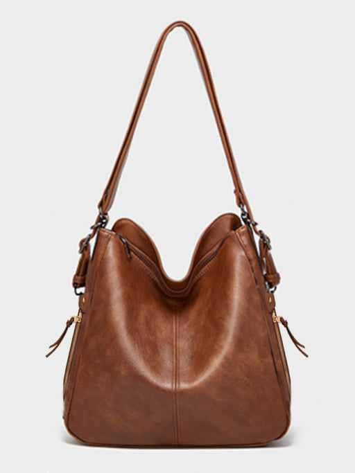 Versatile PU Shoulder Bag with Woven Design