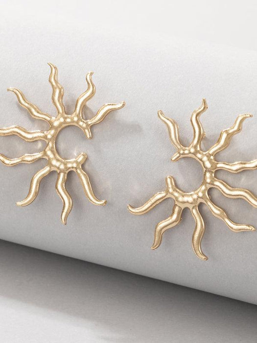 Sunbeam Geometric Sunburst Earrings with Random Print Detail