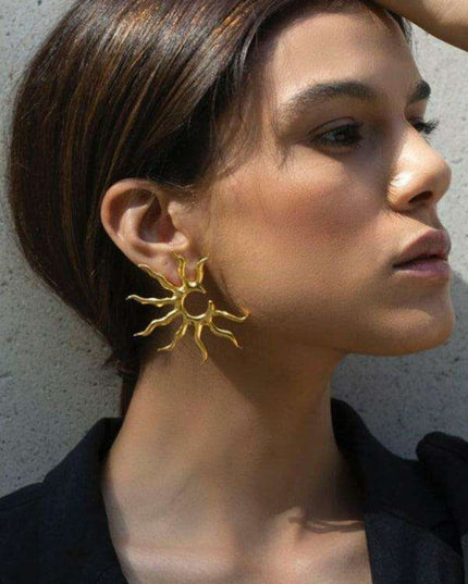 Sunburst Geometric Earrings with Unique Print Design
