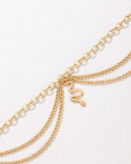 Serpent Heart Charm Triple-Layered Anklet with Elegant Tassel