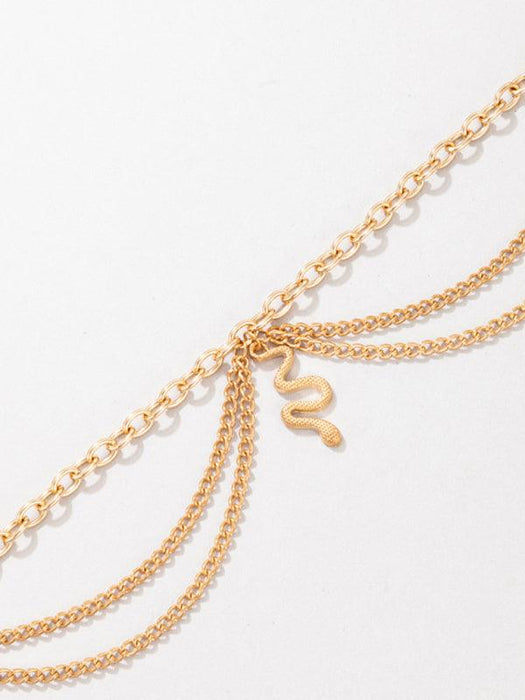 Golden Serpent Tassel Anklet: Stylish Three-Layered Design with Heart Charm