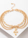 Golden Serpent Tassel Anklet: Stylish Three-Layered Design with Heart Charm