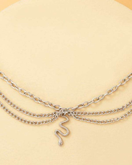 Serpent Heart Charm Triple-Layered Anklet with Elegant Tassel