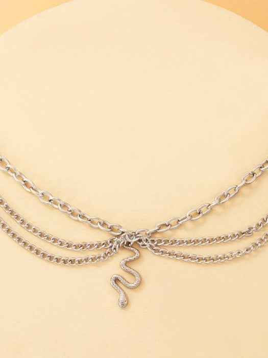 Serpent Heart Charm Triple-Layered Anklet with Elegant Tassel