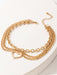 Golden Serpent Tassel Anklet: Stylish Three-Layered Design with Heart Charm