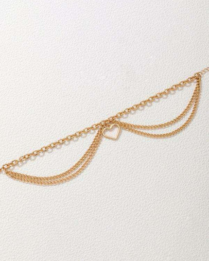 Serpent Heart Charm Triple-Layered Anklet with Elegant Tassel