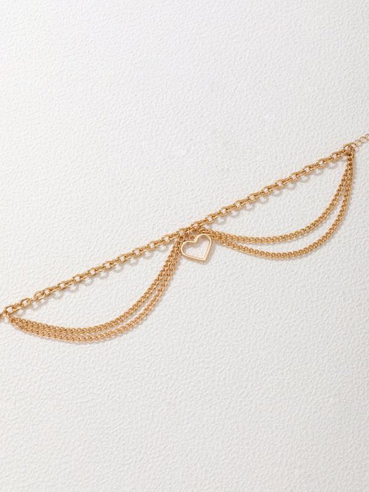 Golden Serpent Tassel Anklet: Exquisite Three-Layered Design with Heart Charm