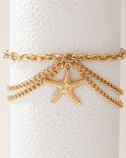 Serpent Heart Charm Triple-Layered Anklet with Elegant Tassel