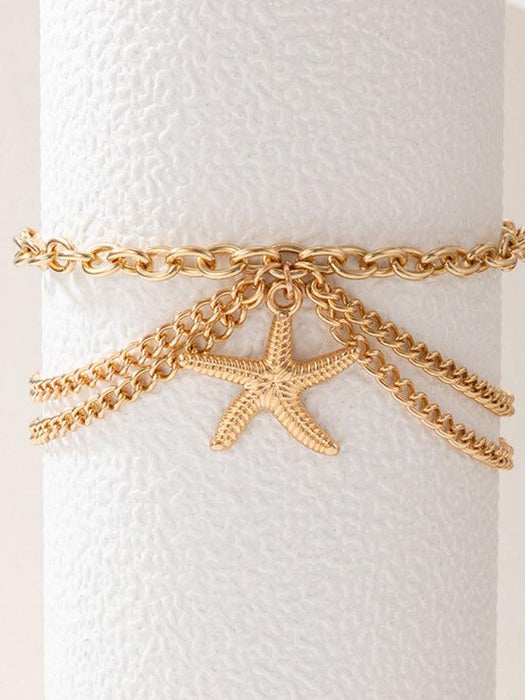 Serpent Heart Charm Triple-Layered Anklet with Elegant Tassel