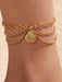 Golden Serpent Tassel Anklet: Exquisite Three-Layered Design with Heart Charm