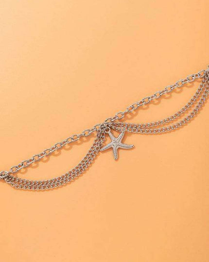 Serpent Heart Charm Triple-Layered Anklet with Elegant Tassel
