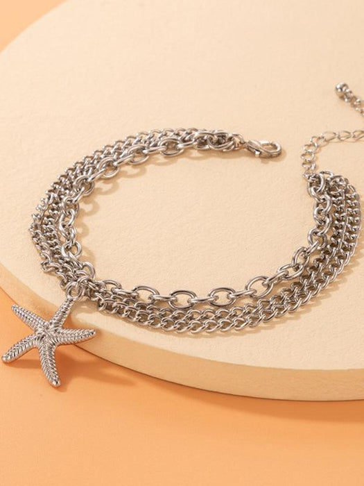 Serpent Heart Charm Triple-Layered Anklet with Elegant Tassel