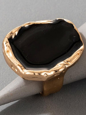 Temperament alloy irregular gold edging ring retro personality all-match hand jewelry-kakaclo-Golden-F-Très Elite