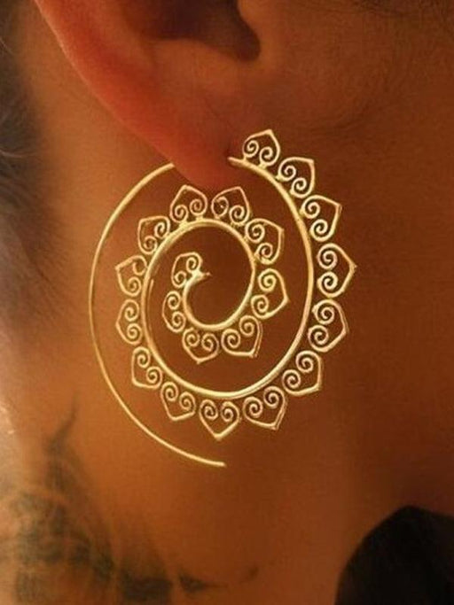 Elegant Alloy Spiral Heart Earrings - Vintage Ear Accessories by JakotoNew