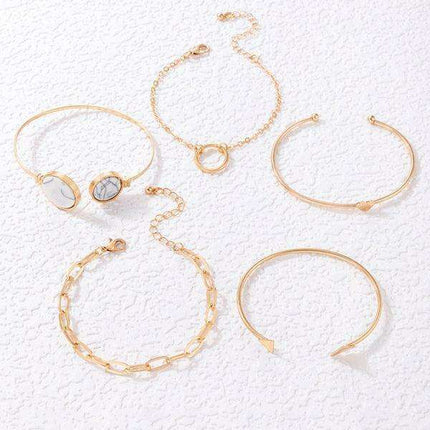 Love Triangle Geometric Bracelet Collection - 5-Piece Set with Stylish Cutout Design