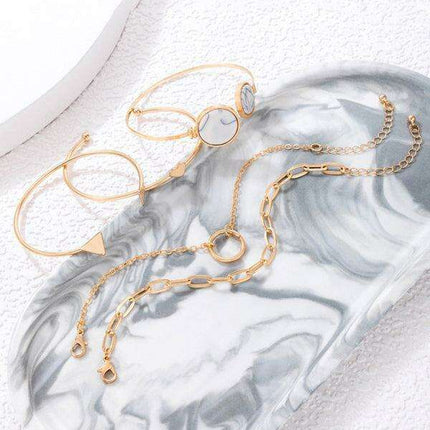 Love Triangle Geometric Bracelet Collection - 5-Piece Set with Stylish Cutout Design