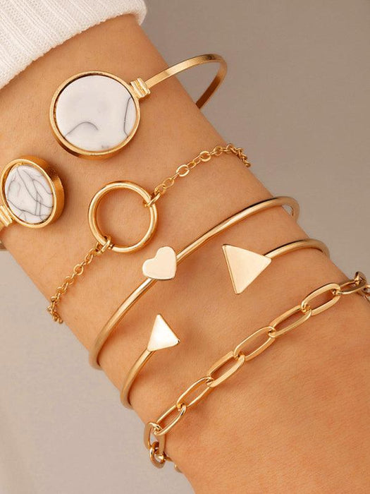 Geometric Love Triangle Set of 5 Bracelets in Open Design