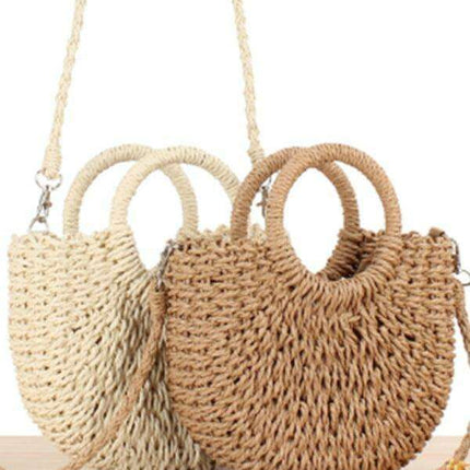 Sunny Days Half Moon Straw Bag - Chic Accessory for Summer Getaways