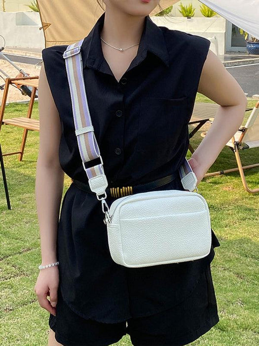 Chic Solid Color PU Women's Messenger Bag - Versatile Small Shoulder Square Bag