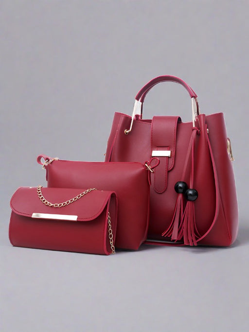 Fashionable One-Strap Bucket Women's Handbag Three-Piece Set for Ladies